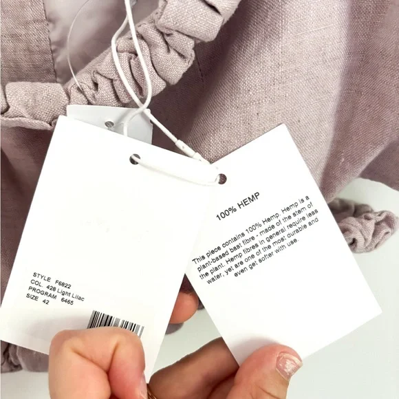 GANNI NWT Ruched Hemp Purple Cropped Halter Tank Light Lilac Size 42 - Picture 11 of 12